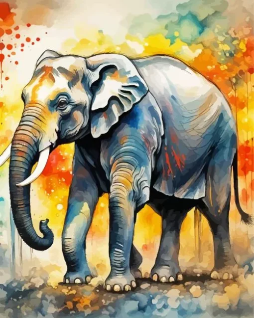 Elephant Water Color Diamond Painting