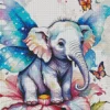 Elephant With Butterflies Art Diamond Painting