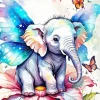 Elephant With Butterflies Art Diamond Painting