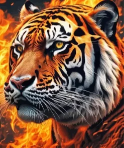 Flaming Tiger Diamond Painting