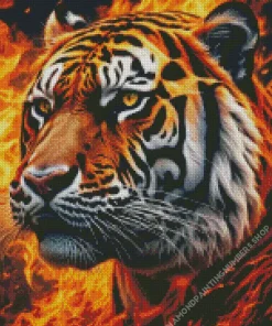 Flaming Tiger Diamond Painting