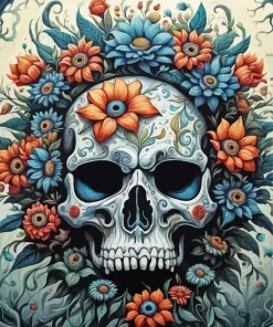 Flowered Skull Art Diamond Painting