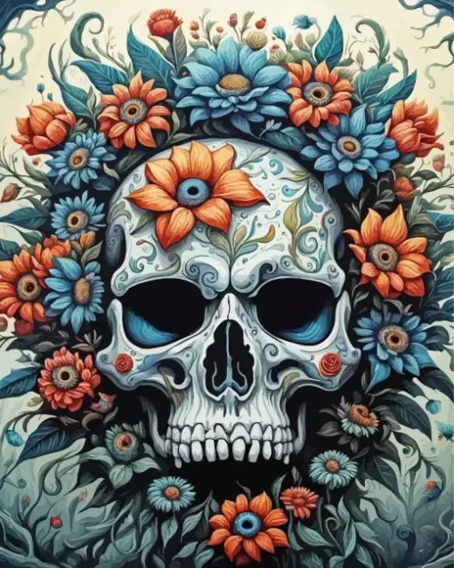 Flowered Skull Art Diamond Painting