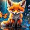 Fox And Butterflies Diamond Painting