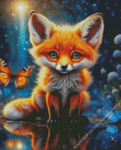 Fox And Butterflies Diamond Painting