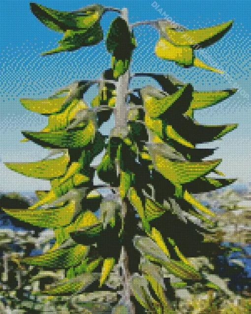 Green Birdflower Diamond Painting