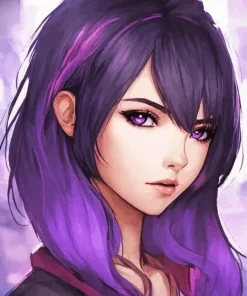 Purple Eyes Girl Diamond Painting