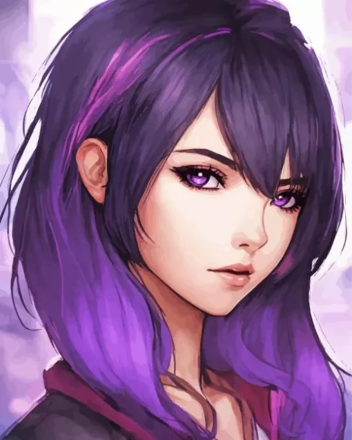 Purple Eyes Girl Diamond Painting