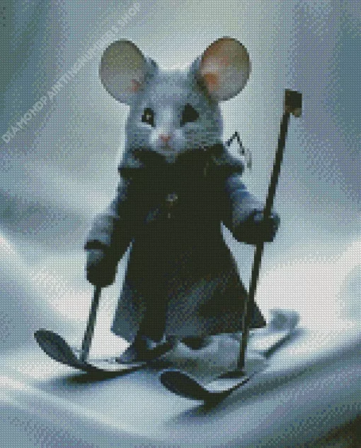 Rat Skiing In Snow Diamond Painting
