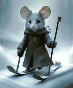 Rat Skiing In Snow Diamond Painting