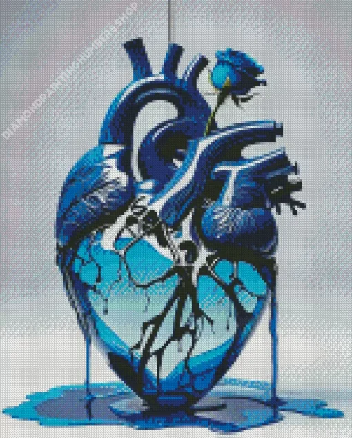 Realistic Blue Heart Diamond Painting