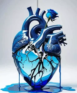 Realistic Blue Heart Diamond Painting