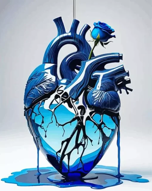 Realistic Blue Heart Diamond Painting