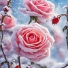 Roses In Snow Diamond Painting