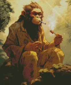 Smoking Monkey Diamond Painting