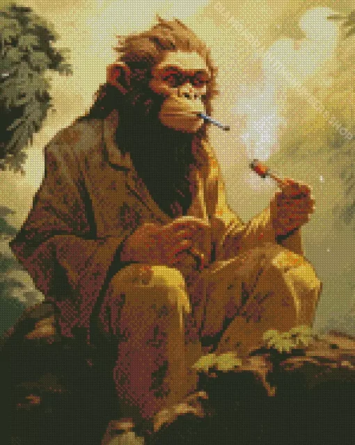 Smoking Monkey Diamond Painting