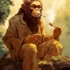 Smoking Monkey Diamond Painting