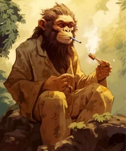 Smoking Monkey Diamond Painting