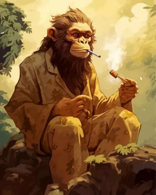 Smoking Monkey Diamond Painting