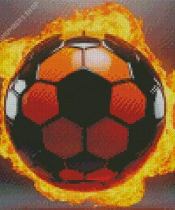 Soccer Ball On Fire Diamond Painting