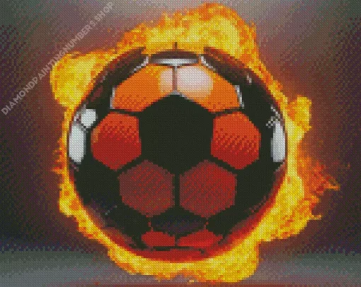 Soccer Ball On Fire Diamond Painting