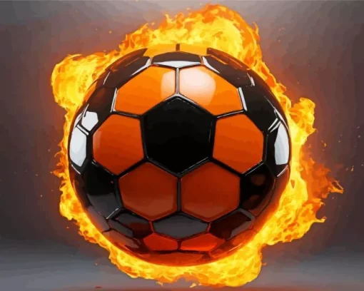 Soccer Ball On Fire Diamond Painting