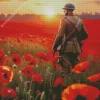 Soldier In Poppy Field Diamond Painting