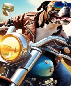 Staffordshire On Motorcycle Diamond Painting