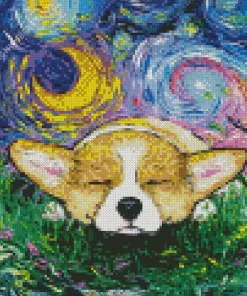 Starry Night Corgi Diamond Painting