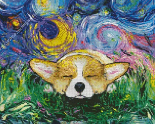Starry Night Corgi Diamond Painting