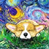 Starry Night Corgi Diamond Painting