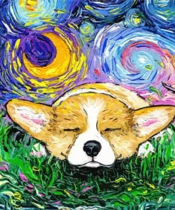 Starry Night Corgi Diamond Painting