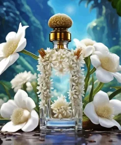 White Flower Perfume Bottle Diamond Painting