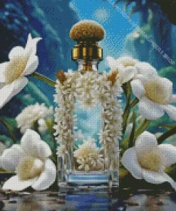 White Flower Perfume Bottle Diamond Painting