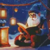 Winter Gnome With Glasses And Gray Beard Diamond Painting