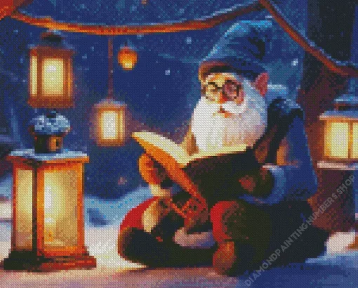 Winter Gnome With Glasses And Gray Beard Diamond Painting