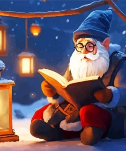 Winter Gnome With Glasses And Gray Beard Diamond Painting
