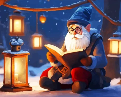 Winter Gnome With Glasses And Gray Beard Diamond Painting