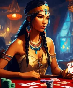 Woman Playing Cards Diamond Painting