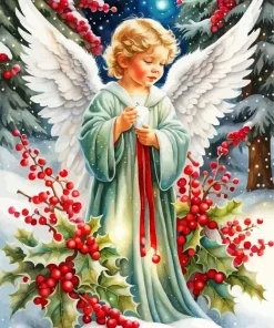 Angel Boy In Snow Diamond Painting