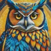 Blue Gold Bohemian Owl Diamond Painting