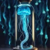 Blue Jellyfish In Bottle Diamond Painting