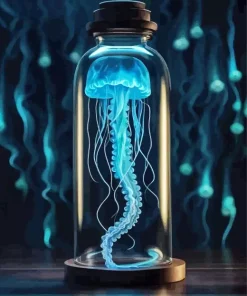 Blue Jellyfish In Bottle Diamond Painting