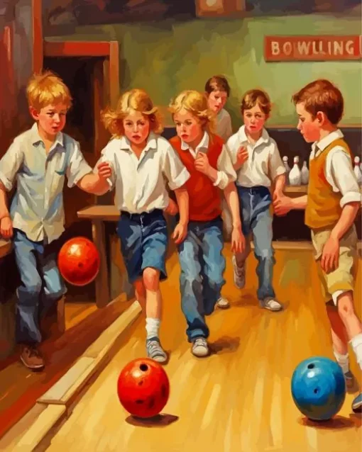 Boys And Girls Playing Bowling Diamond Painting