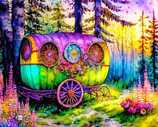 Colorful Gypsy Wagon Diamond Painting