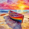 Colorful Row Boat Art Diamond Painting