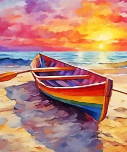 Colorful Row Boat Art Diamond Painting