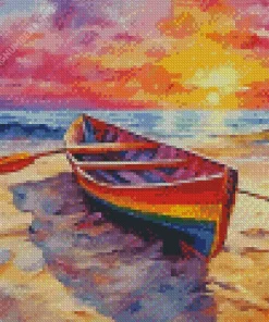 Colorful Row Boat Art Diamond Painting