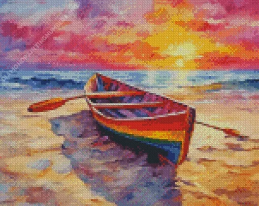 Colorful Row Boat Art Diamond Painting