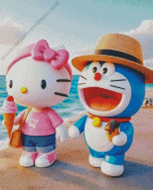 Doraemon And Hello Kitty Diamond Painting